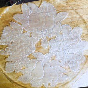 Vintage Frosted Glass Platter Signed Rossi